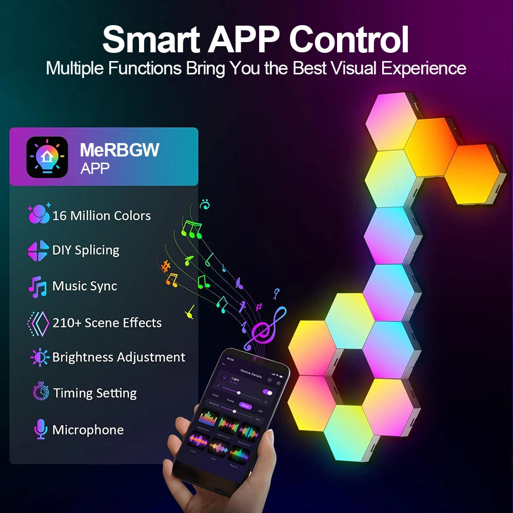 Smart Hexagonal RGB Wall Panels