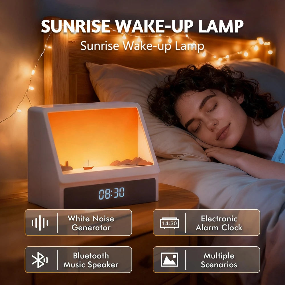 Sunrise Alarm Clock – Wake Up Light with White Noise & Dimmable Glow